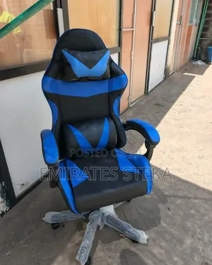 Racing Chair Black and Blue Gaming Chair With Retractable Recliner