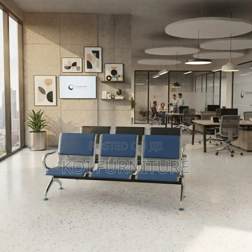 Office Bench; Three Seaters Padded Leather Benches