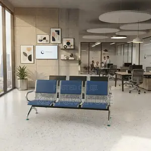 Office Bench; Three Seaters Padded Leather Benches