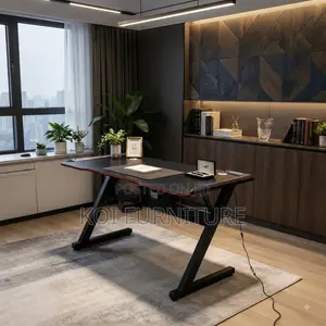 Office Desk; 1200MM Black Top Led Lighting Gaming Desk