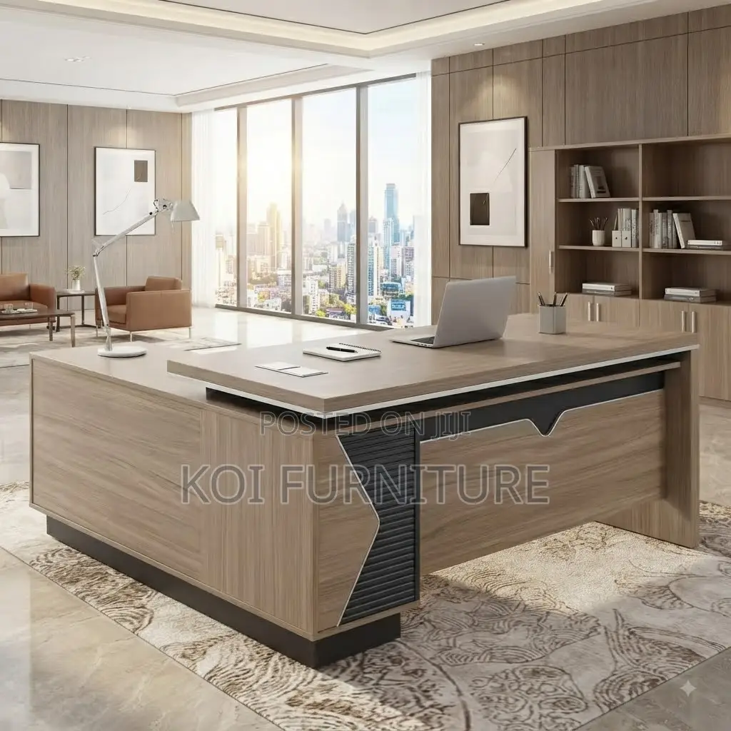 Office Desk; 160cm Executive Stylish Office Desk With Safe Drawers