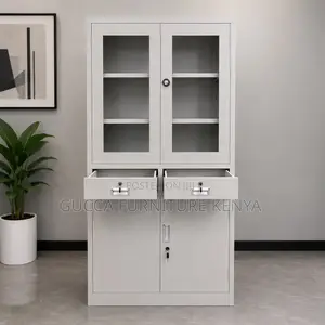 2-Swing Door Glass Front File Cabinet