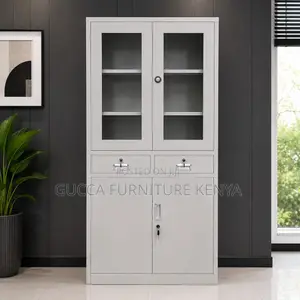 2-Swing Door Glass Front File Cabinet