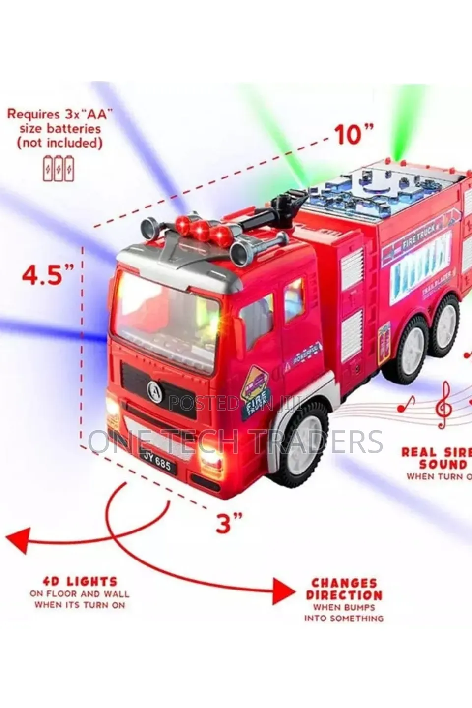 Fire Truck With Real Siren Sound and Lights Uses Battery