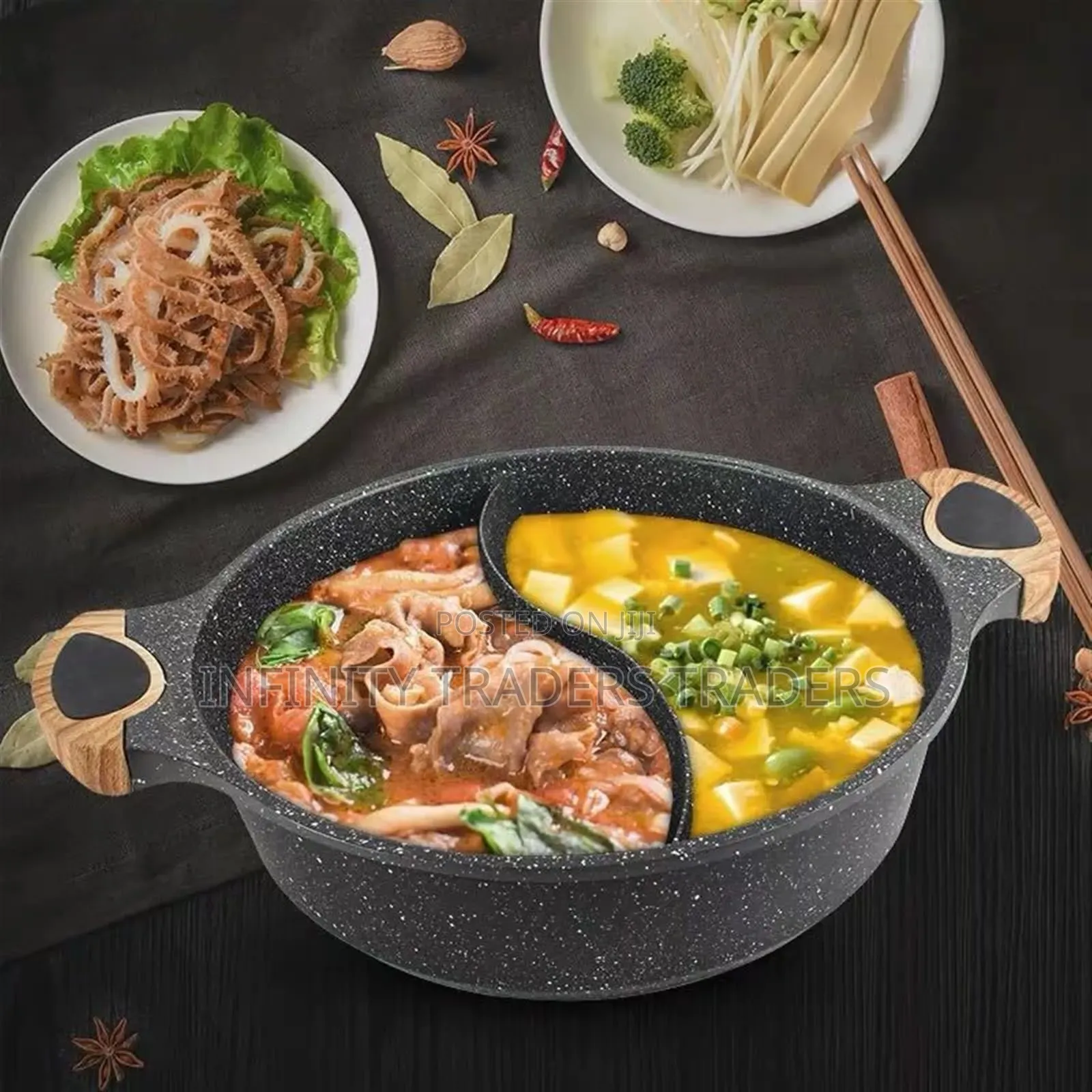 HonHey WOK Granite Partitioned Cooking Pot