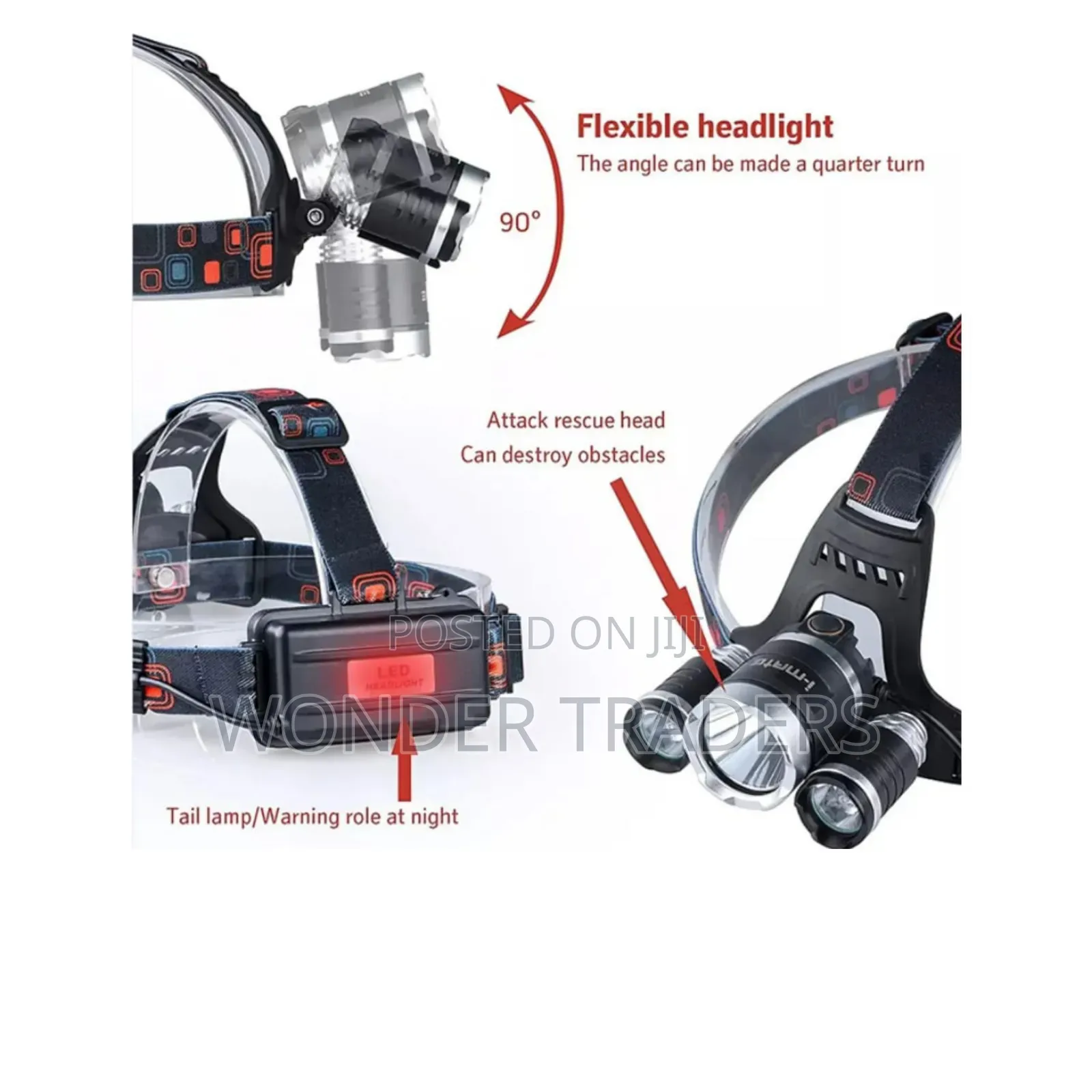3 Lamps Headlight Rechargeable LED Headlamp/Flashlight*