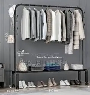 Free Standing Clothes Rail Metal Garment Rack on Wheels