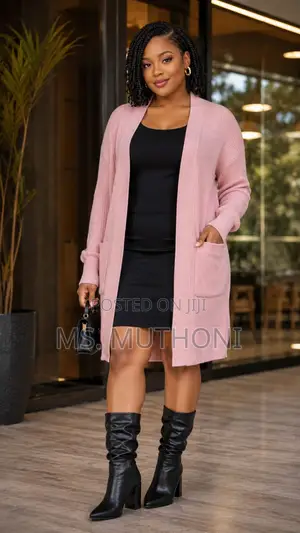 Longline Knit Cardigan With Functional Pockets,