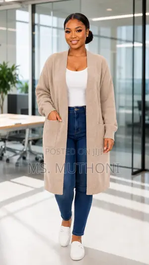 Longline Knit Cardigan With Functional Pockets,