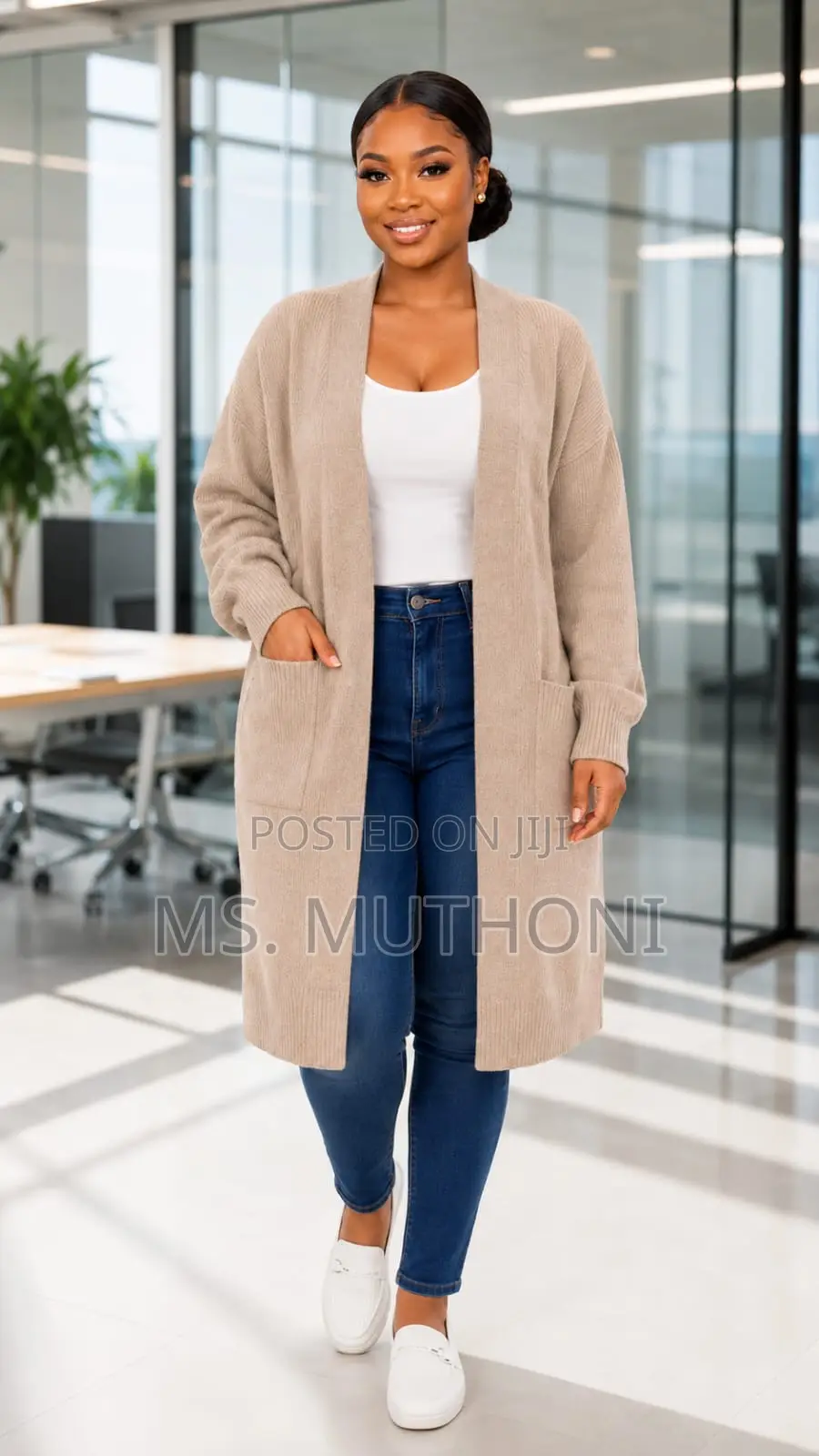 Longline Knit Cardigan With Functional Pockets,