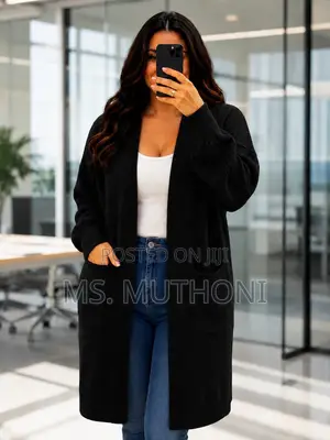 Longline Knit Cardigan With Functional Pockets,