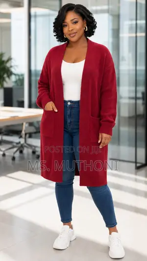 Longline Knit Cardigan With Functional Pockets,