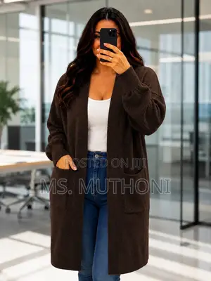 Longline Knit Cardigan With Functional Pockets,