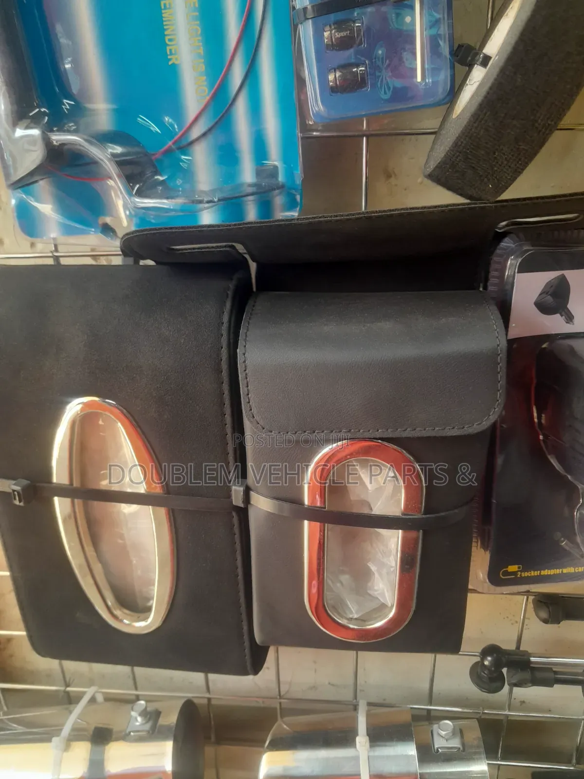 Universal Car Tissue Serviette Box/Holder Leather Chrome/Gold Coated