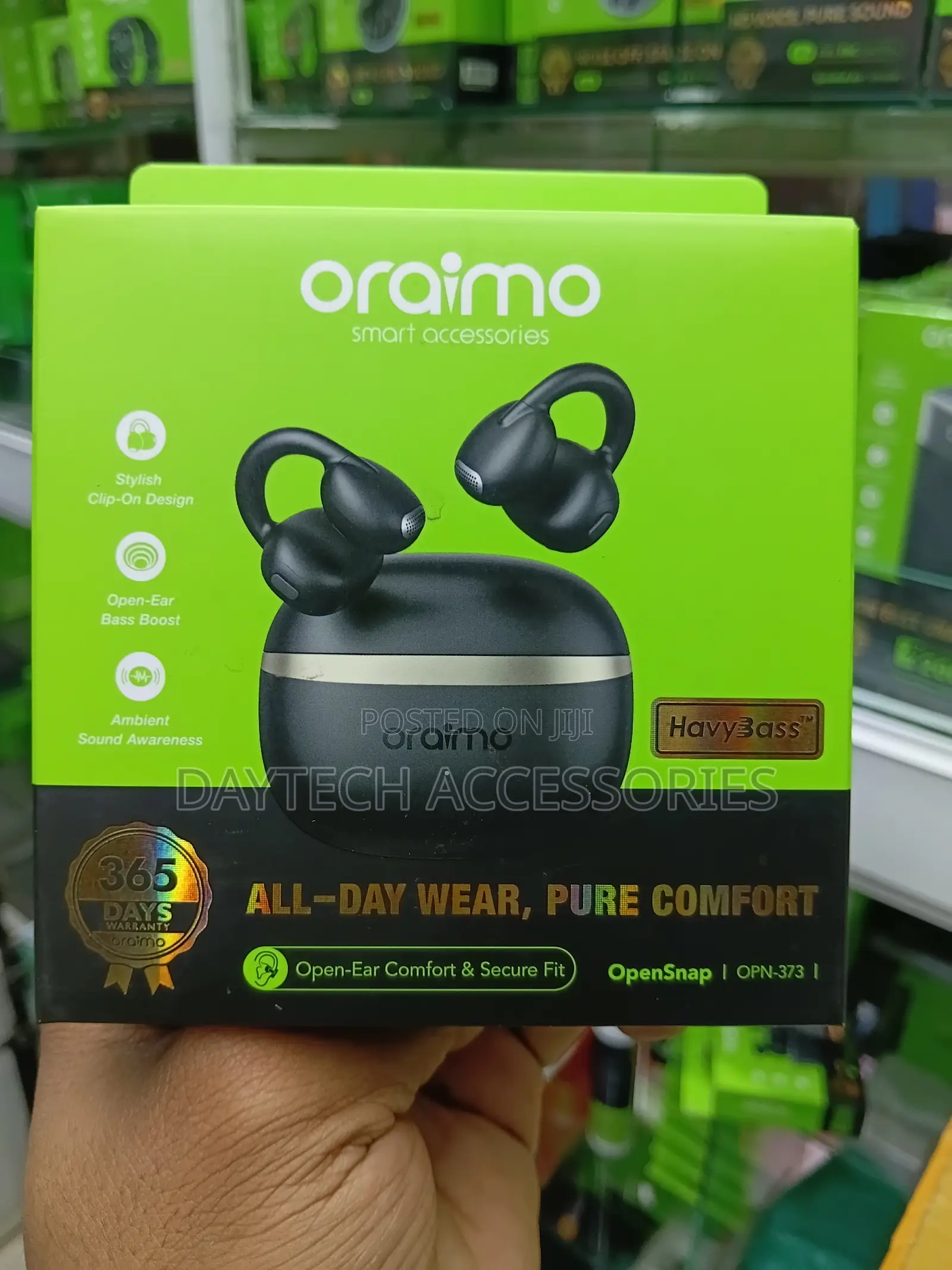 Oraimo OPN-373 OpenSnap Clip-on True Wireless Open Ear Secure Earbuds