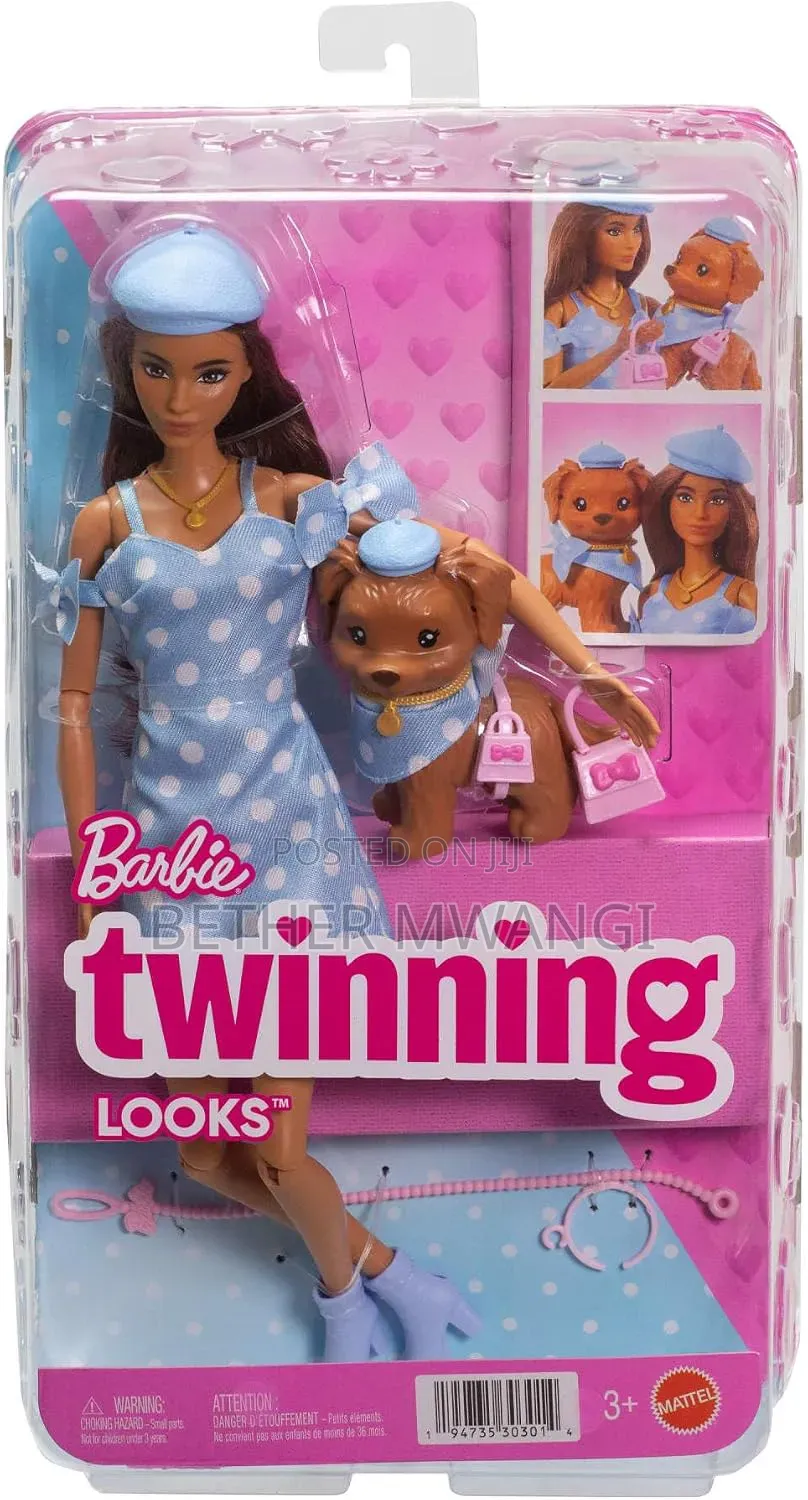 Barbie Twinning Looks Doll With Pet Dog Accessories