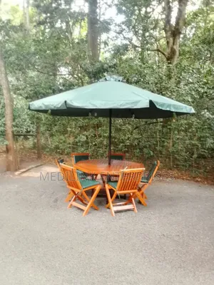 Foldable Mahogany Chairs+table+ Umbrella Shades