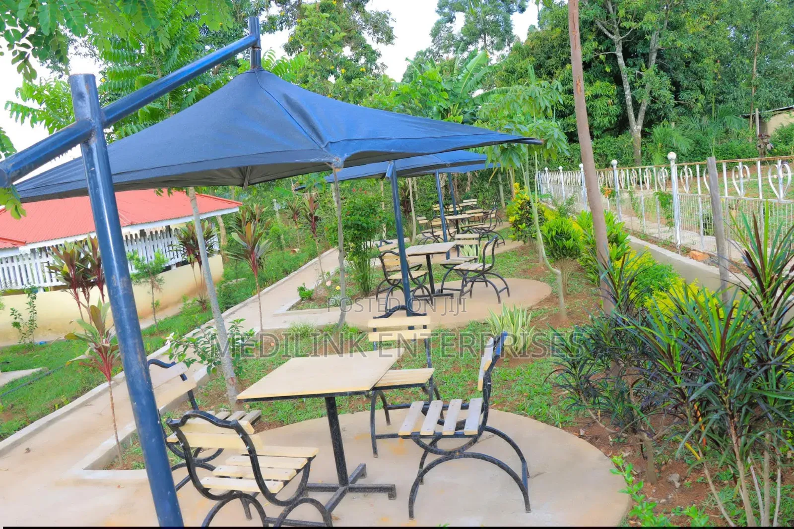 Wooden Metallic Tables+chairs Without Canvas Tent