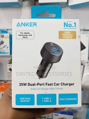 The Anker PowerDrive PD+ 2 35W Dual-Port Fast Car Charger.