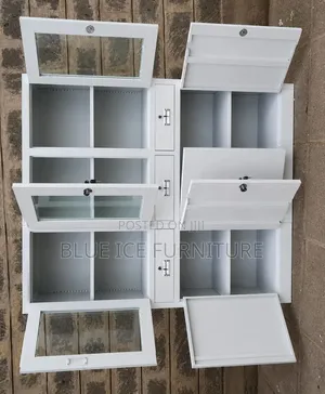4 Door Steel Office Cabinet With Glass Doors – Lockable Filing/Storage