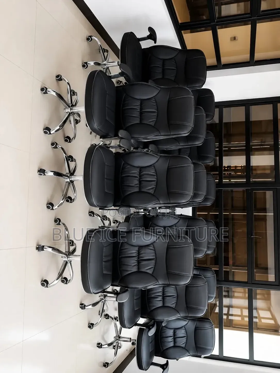 Black Leather Swivel Office Chairs With Wheels