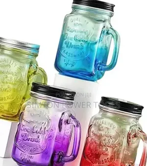 Vintage-Style Glass Mason Jar Mugs With Sturdy Side Handles,
