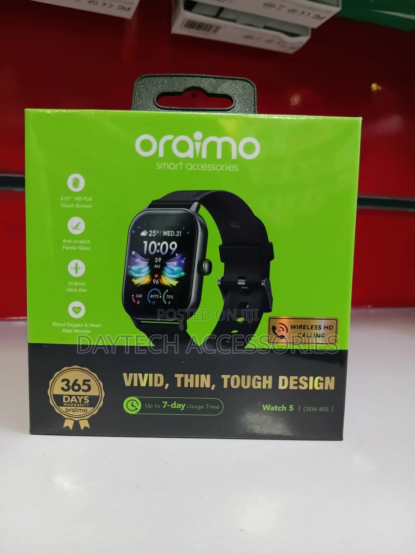 The Oraimo Watch 5 (OSW-805) 2.01-Inch HD Full-Touch Smartwatch.