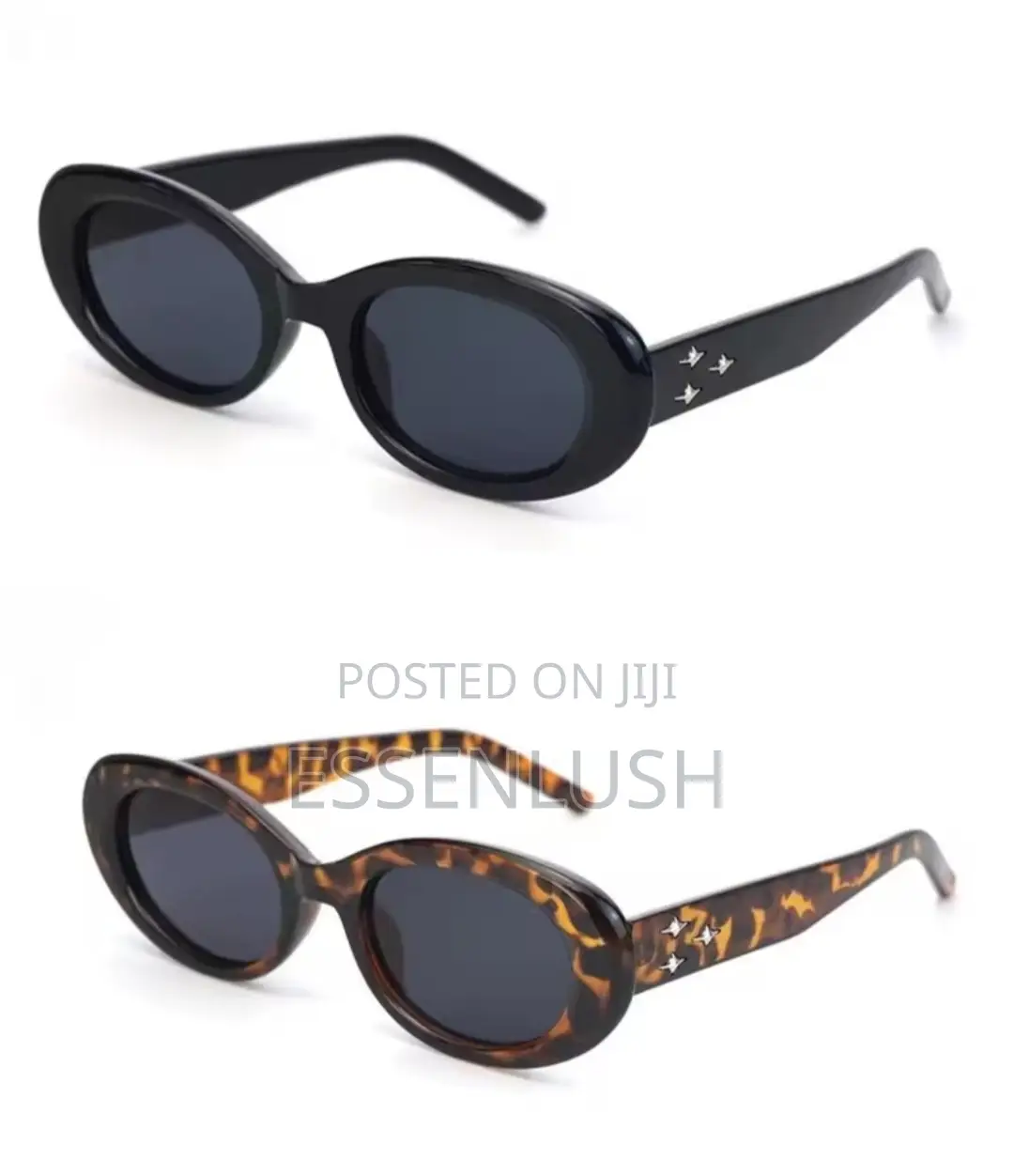 Glossy Black Thick-Frame Oval Sunglasses (Brand New Comes With Case)