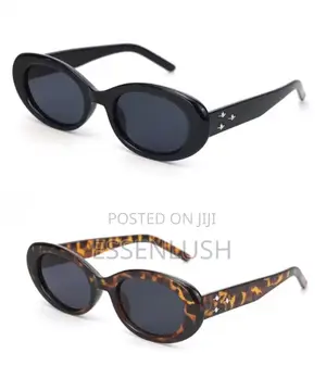 Glossy Black Thick-Frame Oval Sunglasses (Brand New Comes With Case)