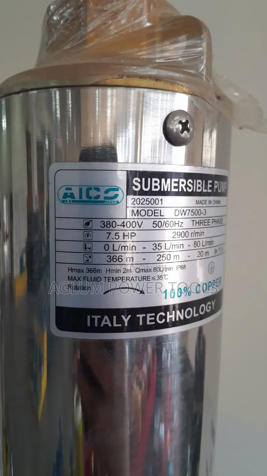 Aico Submersible Pump 7.5HP Three Phase 366M