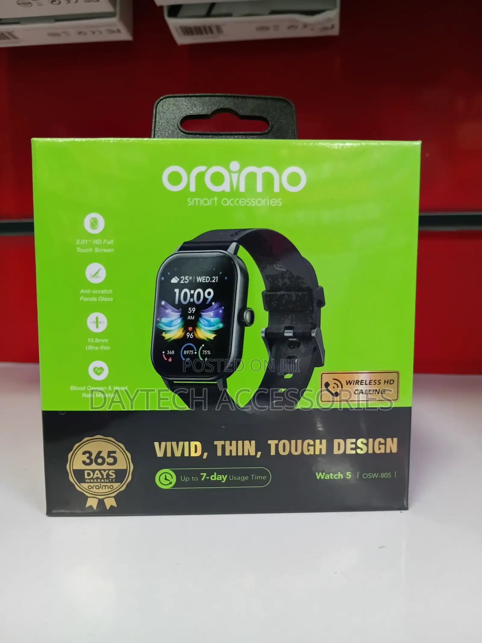 Oraimo Watch 5 2.01" HD Panda Glass 1ATM Smart Watch.