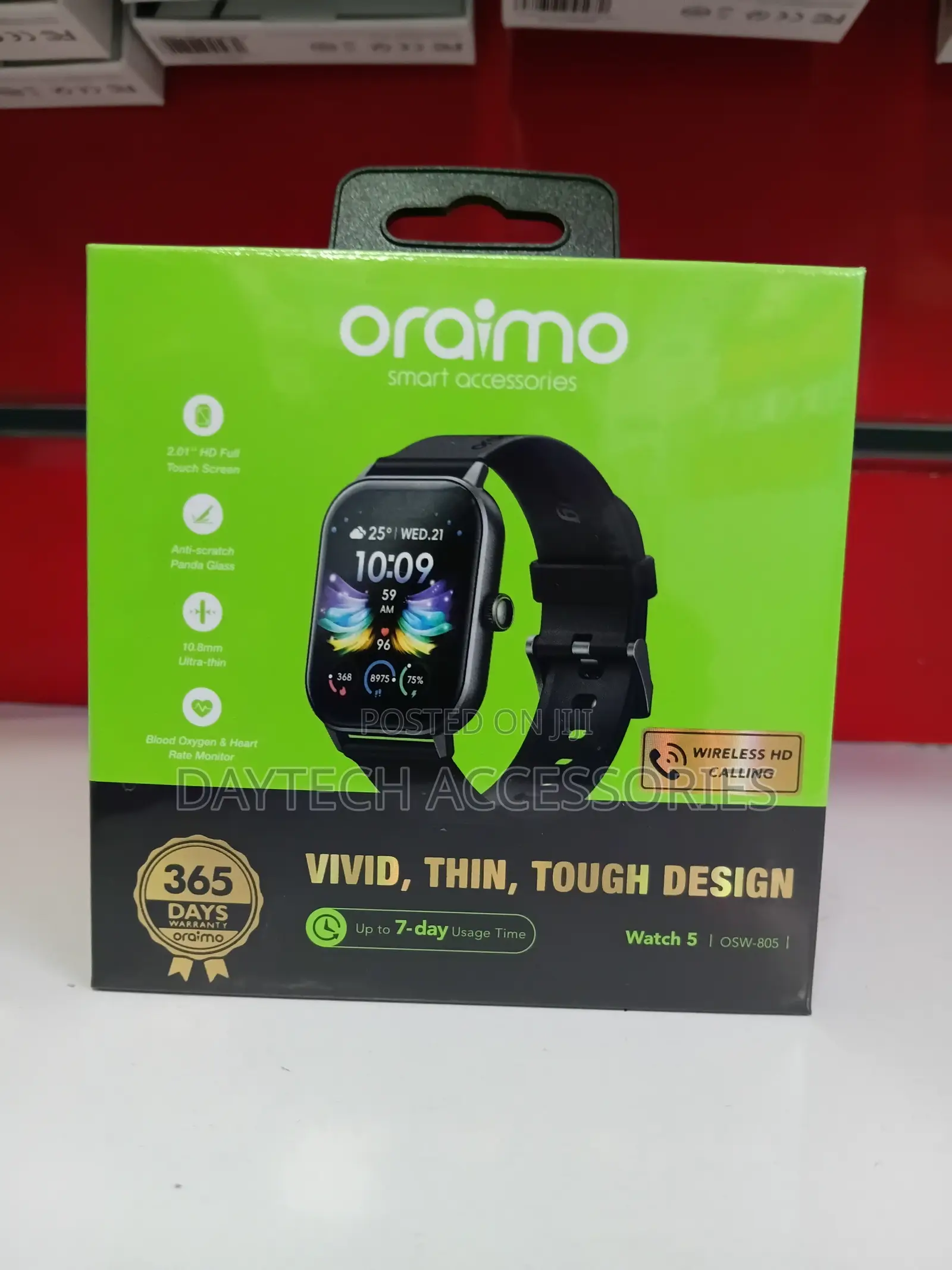 Oraimo Watch 5 2.01" HD Panda Glass 1ATM Smart Watch.