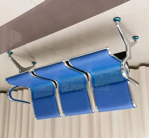 Office Reception Bench Chair – Blue Silver