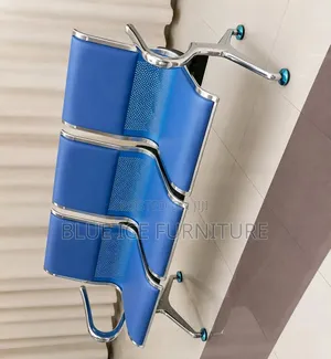 Office Reception Bench Chair – Blue Silver