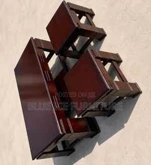 Wooden Coffee Table With 2 Matching Stools - Durable