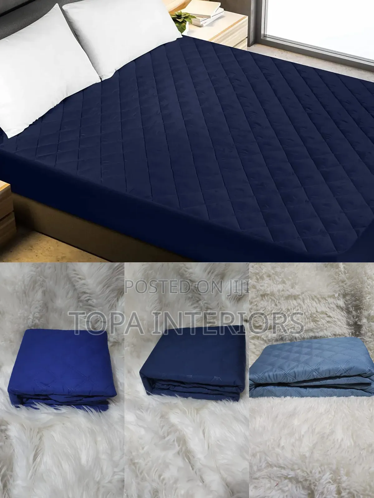 NAvy Blue Fitted Style Quality Waterproof Mattress Protectors