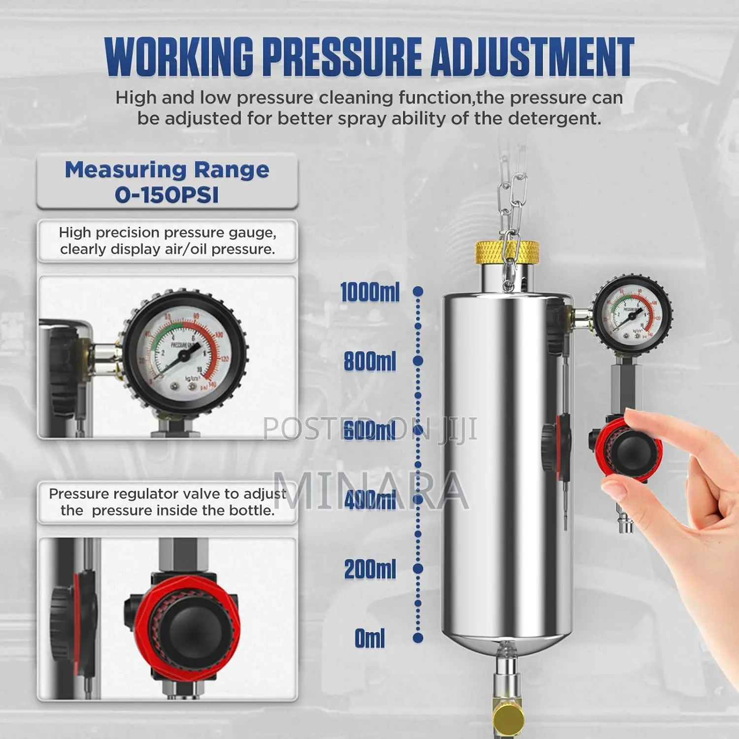 Non-Dismantle Fuel Injector Tester Cleaner 1000ML, 150PSI, Petrol