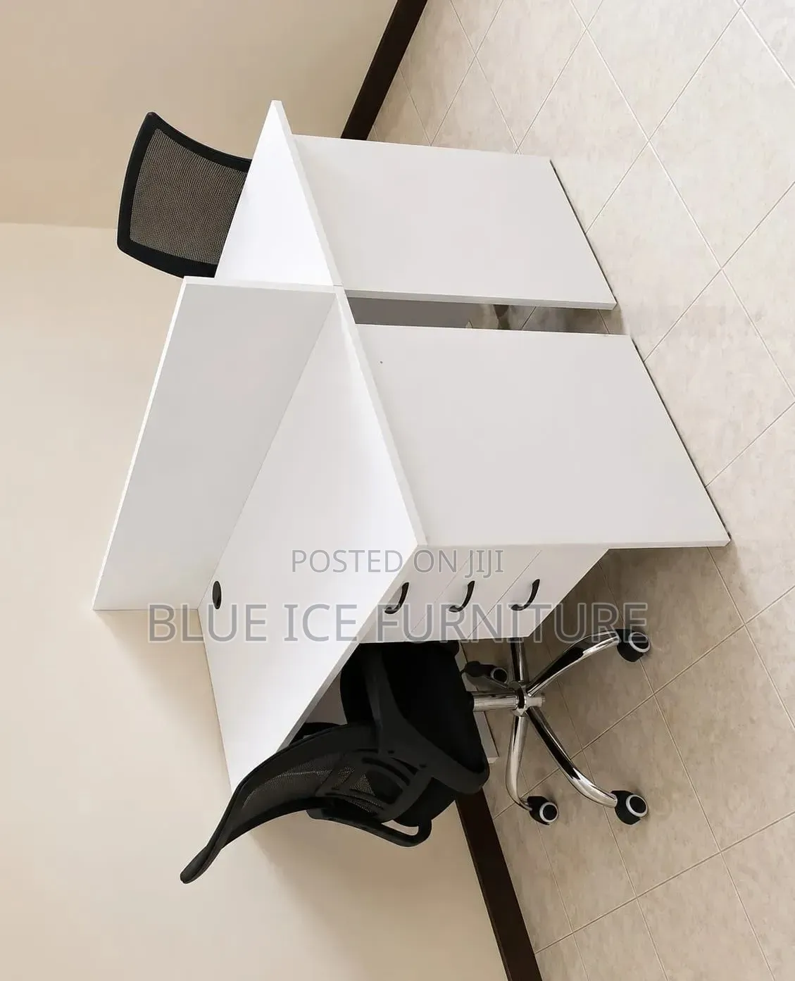 2 Way Office Workstation With Mesh Chairs