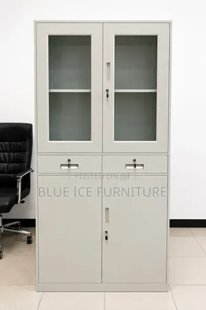 4 Door Steel Office Cabinet With Glass Doors