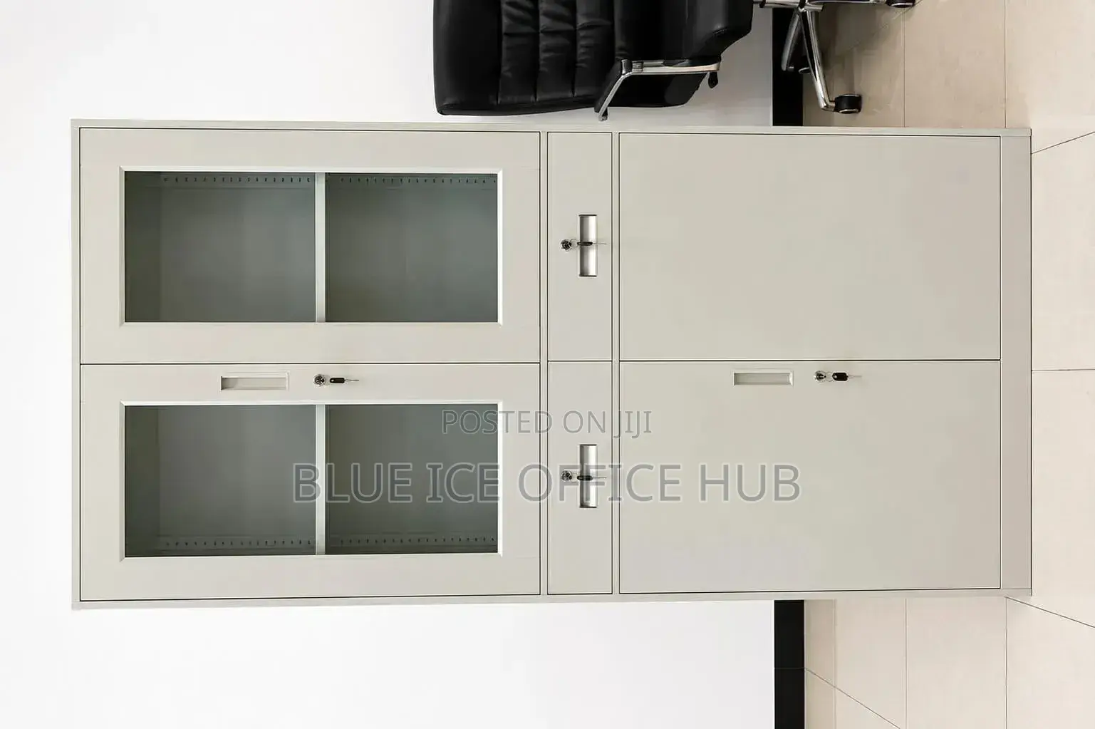 4 Door Steel Office Cabinet With Glass Doors