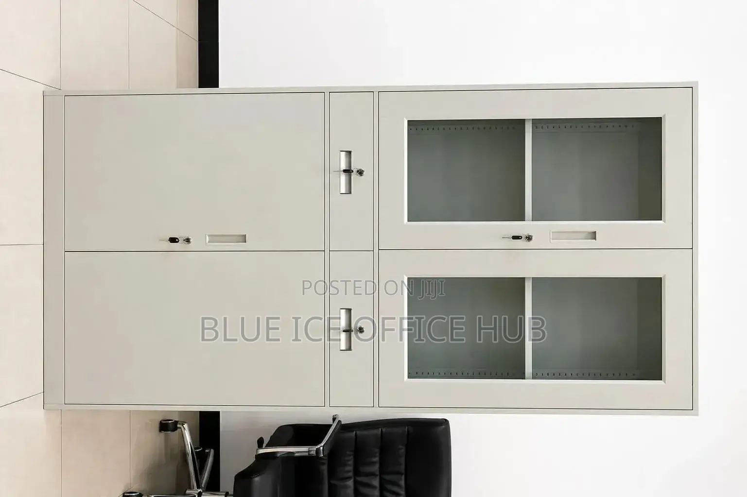 4 Door Steel Office Cabinet With Glass Doors
