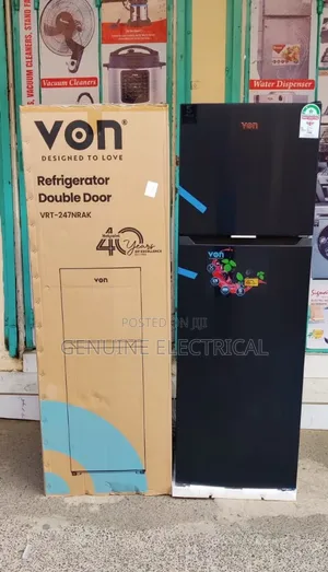 Von 247Litres Double Door Fridge NO FROST Black With Warranty