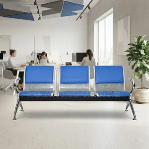 Office Bench; Leather Cushioned Three Seaters Office Bench