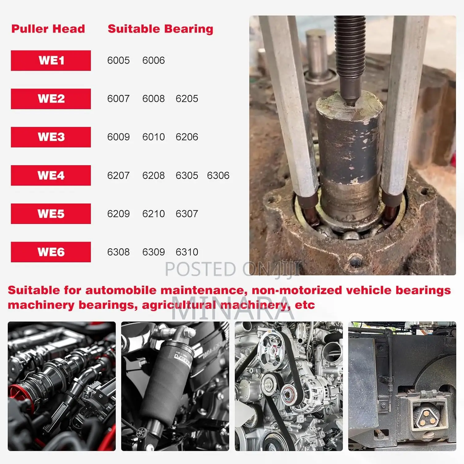 Bearing Removal Tool, Curved Jaw Inner Hole Extractor, Gear Puller Set