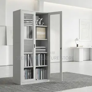 Office Cabinet; Glass Front Two Doors Executive Files Cabinet