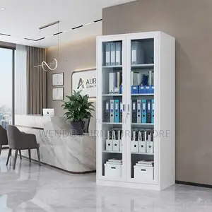 Office Cabinet; Glass Front Two Doors Executive Files Cabinet