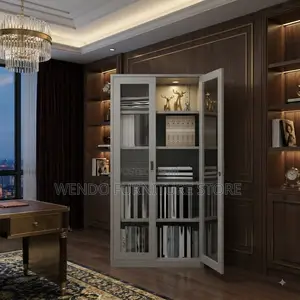 Office Cabinet; Glass Front Two Doors Executive Files Cabinet