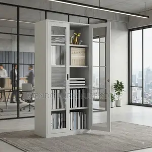 Office Cabinet; Glass Front Two Doors Executive Files Cabinet