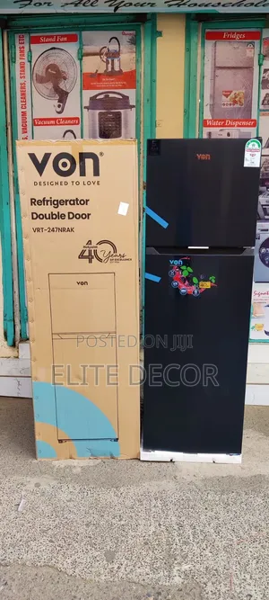 VON 247L Double Door Fridge VRT-247NRAK – No Frost | Dark Inox