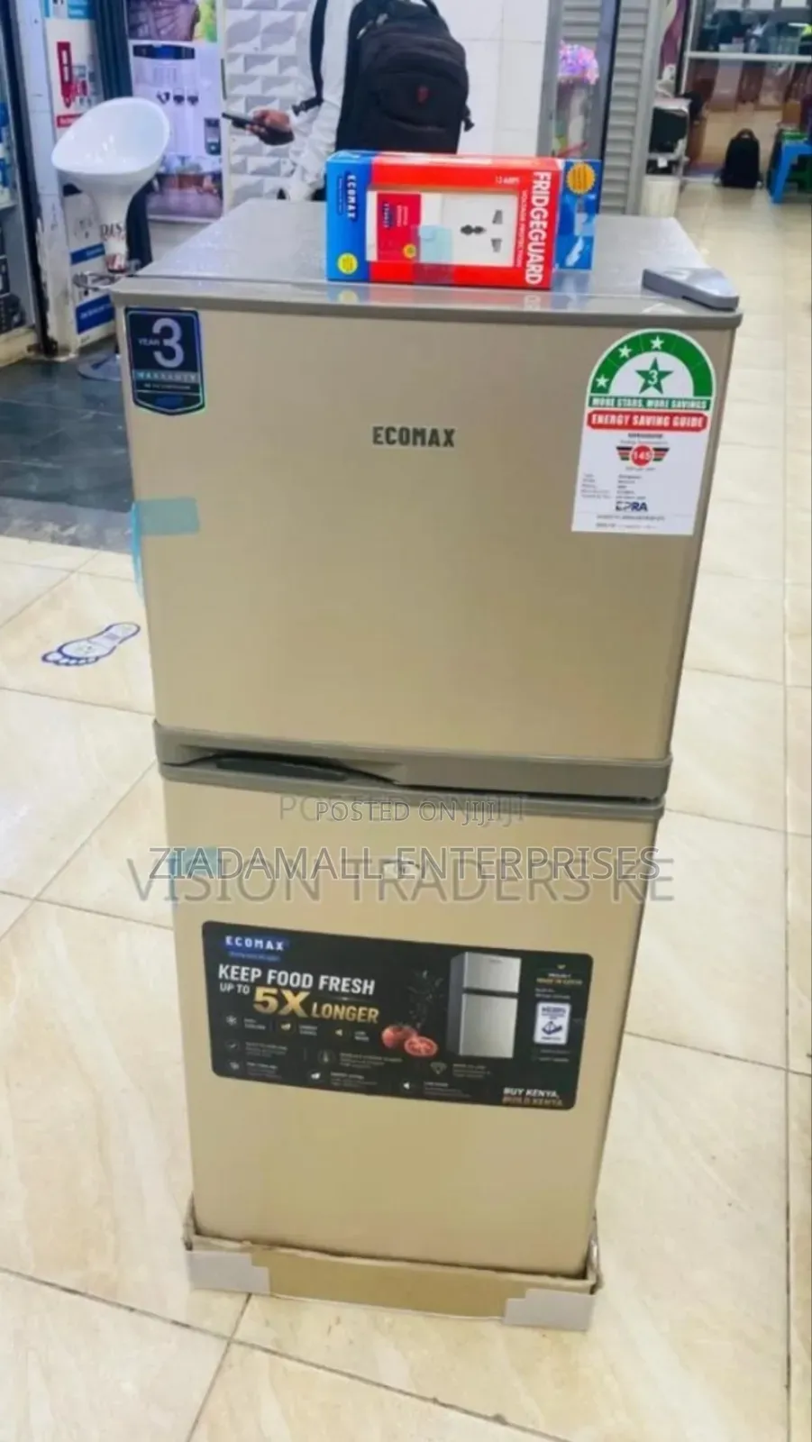 With Top Freezer New Ecomax 118L Fridge. 118Litres